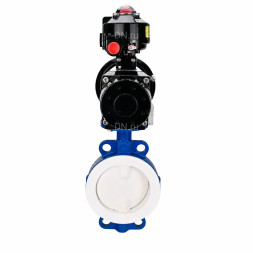 Затвор дисковый поворотный WBV3434Pf-2W-Fb-R Ду150 Ру16, корпус - углеродистая сталь WCB, диск - углеродистая сталь WCB, футерованный PTFE, уплотнение - PTFE, с пневмоприводом PA-DA-105-1 и БКВ APL-510N EX