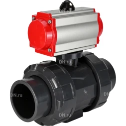 Кран шаровой BV4242E-FP-GRM-ISO Дн100 Ру10 полнопроходной, корпус - НПВХ, шар - НПВХ, уплотнение - EPDM, с пневмоприводом PA-DA-065 двойного действия