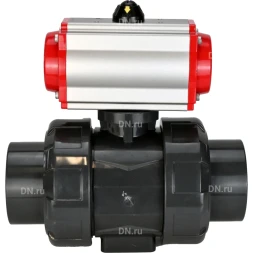 Кран шаровой BV4242E-FP-GRM-ISO Дн100 Ру10 полнопроходной, корпус - НПВХ, шар - НПВХ, уплотнение - EPDM, с пневмоприводом PA-DA-065 двойного действия