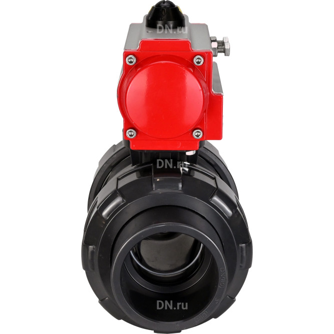 Кран шаровой BV4242E-FP-GRM-ISO Дн100 Ру10 полнопроходной, корпус - НПВХ, шар - НПВХ, уплотнение - EPDM, с пневмоприводом PA-DA-065 двойного действия в Алматы