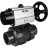 Кран шаровой BV4242E-FP-GRM-ISO Дн80 Ру10 полнопроходной, корпус - НПВХ, шар - НПВХ, уплотнение - EPDM, с пневмоприводом PA-DA-105-1 двойного действия со штурвалом в Алматы
