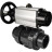 Кран шаровой BV4242E-FP-GRM-ISO Дн80 Ру10 полнопроходной, корпус - НПВХ, шар - НПВХ, уплотнение - EPDM, с пневмоприводом PA-DA-105-1 двойного действия со штурвалом в Алматы