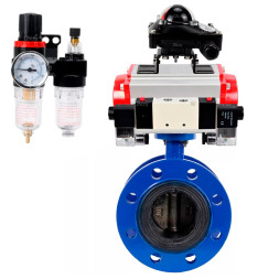 Затвор дисковый поворотный WBV1331E-2W-F-H Ду200 Ру16 фланцевый, корпус - чугун GGG40, диск - нержавеющая сталь 304, EPDM, с пневмоприводом PA-SA-210, пневмораспределителем 4V320-08 AC220V, БКВ APL-210N и БПВ AFC2000