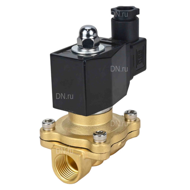Клапан электромагнитный VS300-ET-NO-220VAC 3/4″ Ду20 Ру10, соленоидный двухходовой, корпус - латунь, уплотнение - EPDM, резьбовой, нормально-открытый, прямого действия, катушка - 220В в Алматы