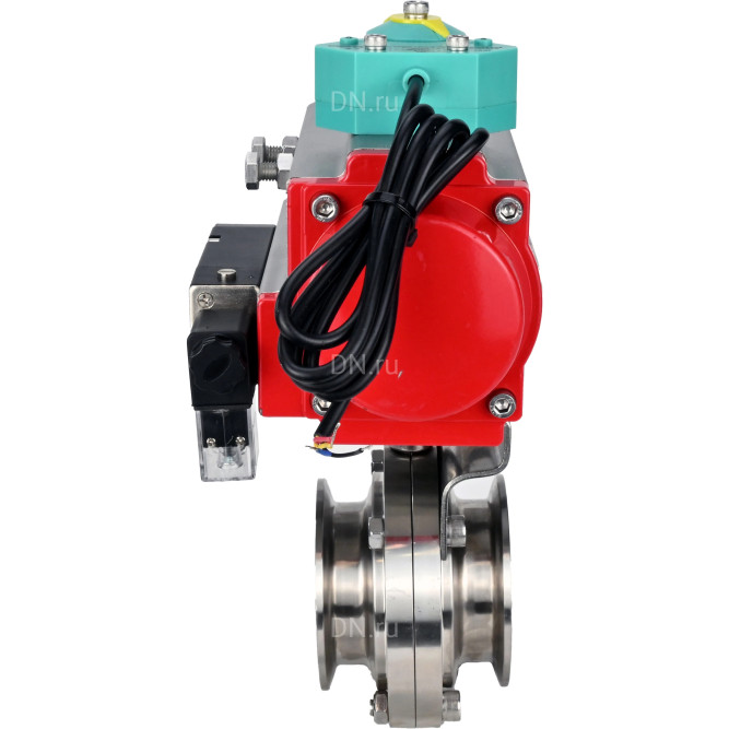 Затвор дисковый поворотный кламповый WBV3131S-2W-C-H Ду25 Ру10 корпус - пищевая нержавеющая сталь 304, уплотнение - Silicon, с пневмоприводом PA-DA-052, пневмораспределителем 4M310-08 DC24V и магнитным переключателем ALS200D в Алматы