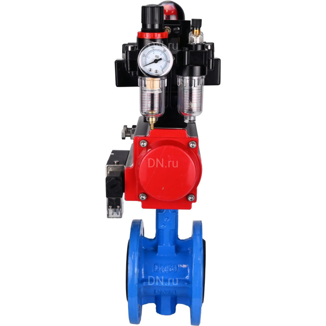 Затвор дисковый поворотный WBV1313E-2W-F-H Ду65 Ру16 фланцевый, корпус - чугун GGG40, диск - чугун GGG40, EPDM, с пневмоприводом PA-DA-105, пневмораспределителем 4M310-08 AC220V, БКВ APL-410N EX и БПВ AFC2000 в Алматы