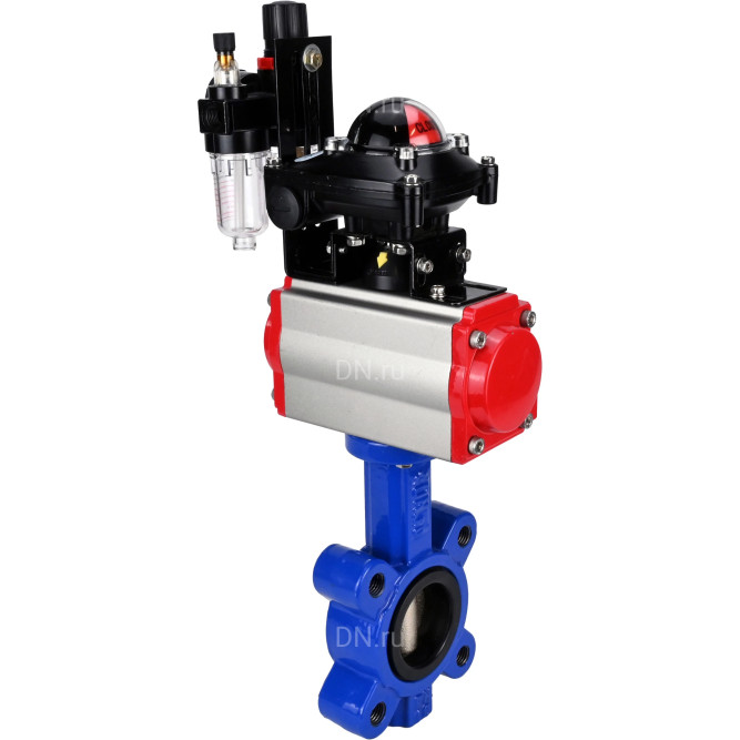 Затвор дисковый поворотный WBV1616E-2W-Fb-H Ду65 Ру16 LUG корпус - чугун QT450, диск - чугун QT450, уплотнение - EPDM, с пневмоприводом PA-DA-065, пневмораспределителем 4M310-08 DC24V, БКВ APL-210N и БПВ AFC2000 в Алматы