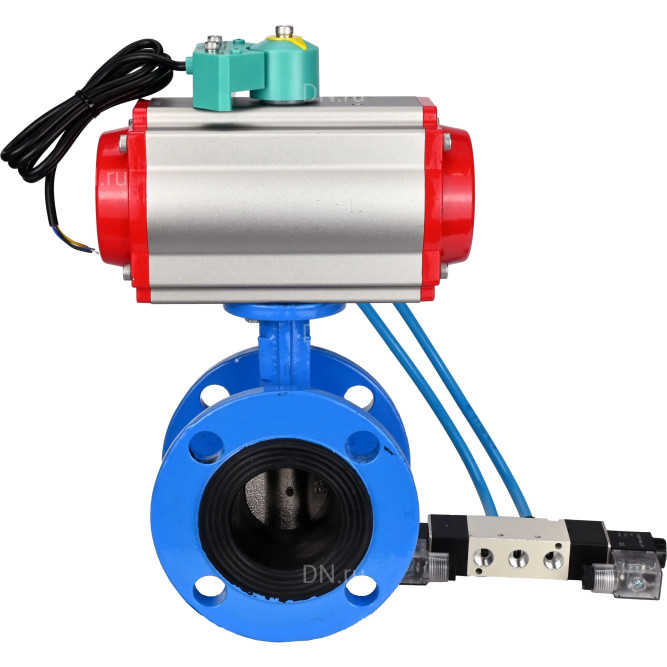 Затвор дисковый поворотный WBV1313E-2W-F-H Ду65 Ру16 фланцевый, корпус - чугун GGG40, диск - чугун GGG40, уплотнение - EPDM, с пневмоприводом PA-DA-105, пневмораспределителем 4V320-08 AC220V и магнитным переключателем ALS200D в Алматы
