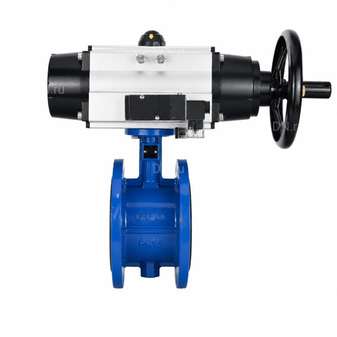Затвор дисковый поворотный WBV1331E-2W-F-H Ду65 Ру16 фланцевый, корпус - чугун GGG40, диск - нержавеющая сталь 304, уплотнение - EPDM, с пневмоприводом PA-DA-105-1 и пневмораспределителем 4M310-08 AC220V в Алматы