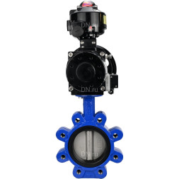 Затвор дисковый поворотный WBV1631N-2W-Fb-H Ду125 Ру16 LUG корпус - чугун QT450, диск - нержавеющая сталь 304, уплотнение - NBR, с пневмоприводом PA-DA-105-1, пневмораспределителем 4M310-08 AC220V и БКВ APL-510N EX