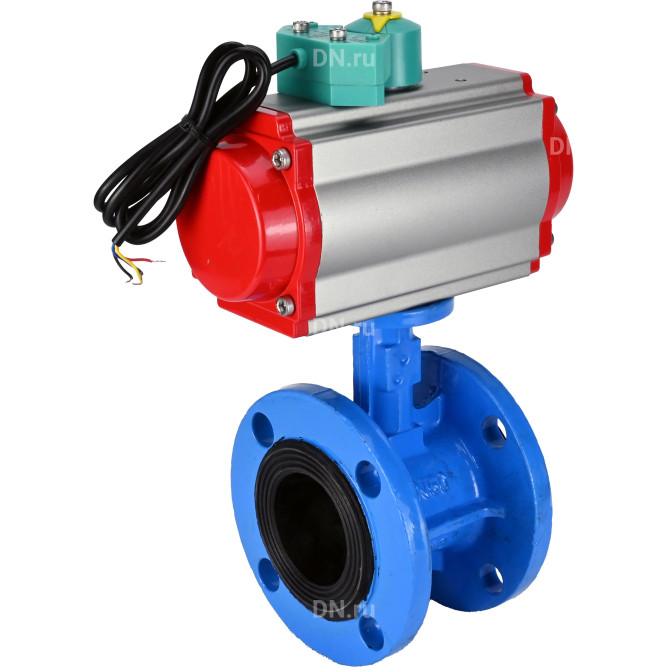 Затвор дисковый поворотный WBV1331E-2W-F-H Ду65 Ру16 корпус - чугун GGG40, диск - нержавеющая сталь 304, уплотнение - EPDM, с пневмоприводом PA-DA-105 и магнитным переключателем ALS200D в Алматы