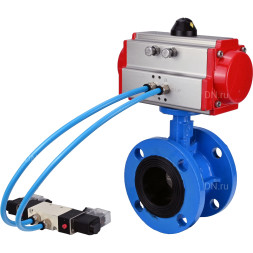 Затвор дисковый поворотный WBV1313E-2W-F-H Ду150 Ру16 фланцевый, корпус - чугун GGG40, диск - чугун GGG40, уплотнение - EPDM, с пневмоприводом PA-DA-130 и пневмораспределителем 4V320-10 AC220V