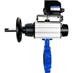 Затвор дисковый поворотный WBV1616E-2W-Fb-H Ду150 Ру16 LUG корпус - чугун QT450, диск - чугун QT450, уплотнение - EPDM, с пневмоприводом PA-DA-105-1 и позиционером YT-1000RSN с обратной связью