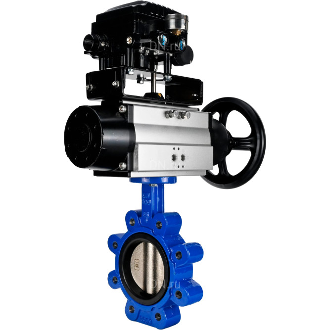 Затвор дисковый поворотный WBV1616E-2W-Fb-H Ду150 Ру16 LUG корпус - чугун QT450, диск - чугун QT450, уплотнение - EPDM, с пневмоприводом PA-DA-105-1 и позиционером YT-1000RSN с обратной связью в Алматы