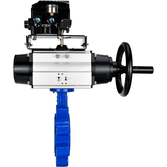 Затвор дисковый поворотный WBV1616E-2W-Fb-H Ду150 Ру16 LUG корпус - чугун QT450, диск - чугун QT450, уплотнение - EPDM, с пневмоприводом PA-DA-105-1 и позиционером YT-1000RSN с обратной связью в Алматы