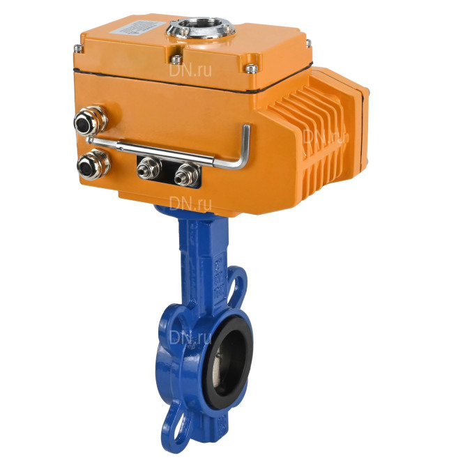 Затвор дисковый поворотный WBV1432N-2W-Fb-H Ду80 Ру16, корпус - чугун GGG50, диск - нержавеющая сталь 316L, уплотнение - NBR, с электроприводом QT-N-005EM-1-380VAC-У1 в Алматы
