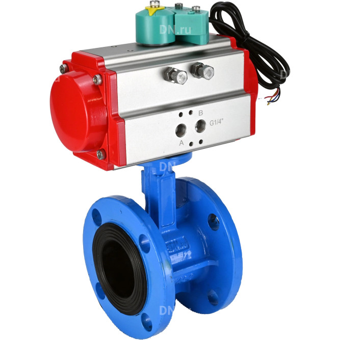 Затвор дисковый поворотный WBV1331E-2W-F-H Ду80 Ру16 корпус - чугун GGG40, диск - нержавеющая сталь 304, уплотнение - EPDM, с пневмоприводом PA-DA-105 и магнитным переключателем ALS200D в Алматы