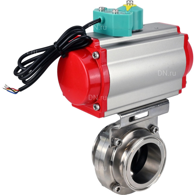 Затвор дисковый поворотный кламповый WBV3131E-2W-C-H Ду32 Ру10 корпус - пищевая нержавеющая сталь 304, уплотнение - EPDM, с пневмоприводом PA-DA-052 и магнитным переключателем ALS200D в Алматы
