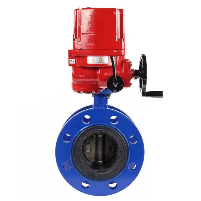 Затвор дисковый поворотный WBV1313E-2W-F-H Ду50 Ру16 фланцевый, корпус - чугун GGG40, диск - чугун GGG40, уплотнение - EPDM, с четвертьоборотным взрывозащищенным электроприводом QT-EX-015EM-O2-220VAC-У1 220В в Алматы