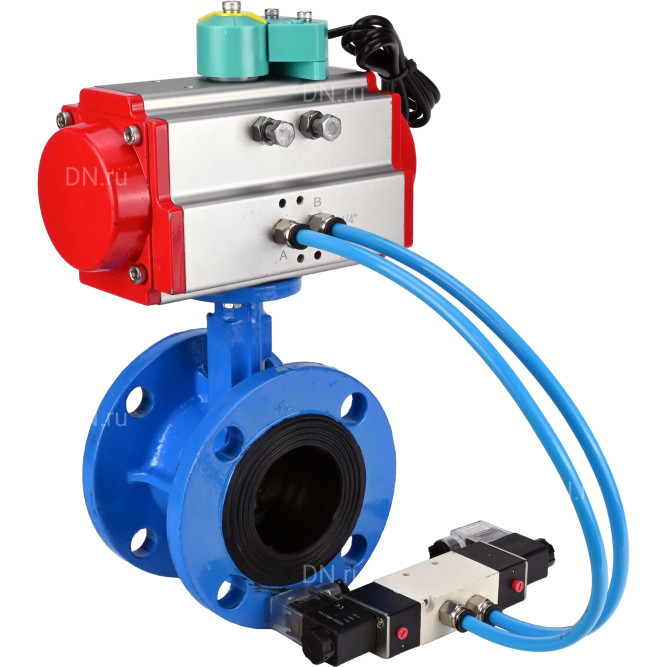 Затвор дисковый поворотный WBV1313E-2W-F-H Ду50 Ру16 фланцевый, корпус - чугун GGG40, диск - чугун GGG40, уплотнение - EPDM, с пневмоприводом PA-DA-105, пневмораспределителем 4V320-10 AC220V и магнитным переключателем ALS200D в Алматы